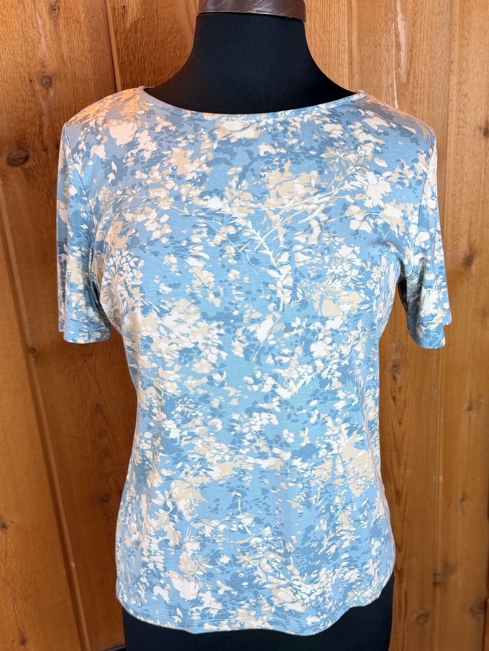 Marks & Spencer Light Blue Floral Crewneck Short Sleeve Tee